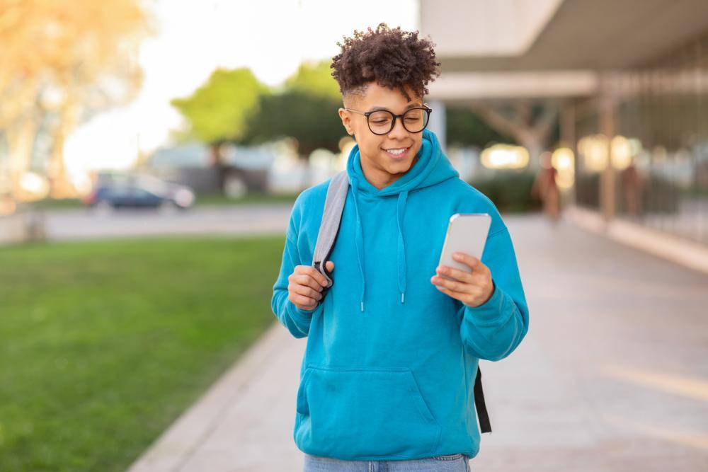 Student on phone