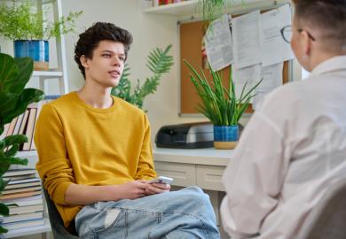 Student and counsellor having one-to-one meeting
